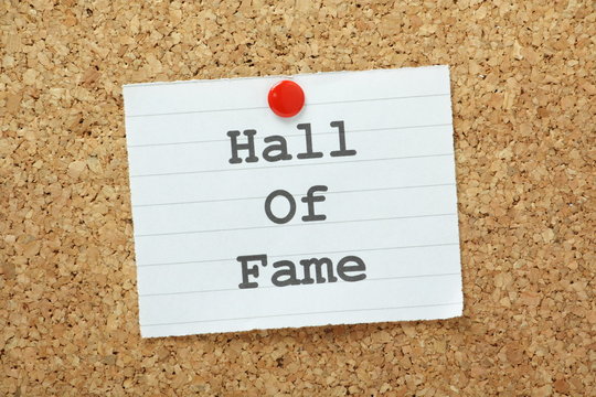 The phrase Hall of Fame on a cork notice board