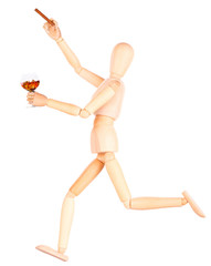 wooden Dummy with Cognac or brandy and cigar