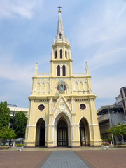 Fototapeta na wymiar White Cathedral church, Bangkok, Thailand
