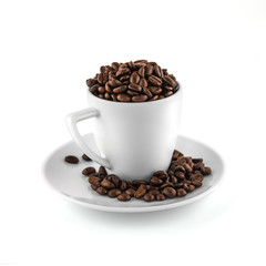 Coffee cup with full of coffee beans