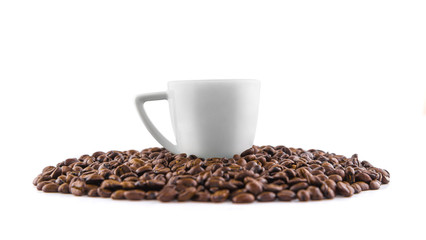 Coffee cup with coffee beans