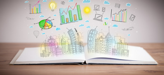 Obraz premium drawing of a business scheme on an opened book