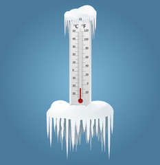 Frozen thermometer - obrazy, fototapety, plakaty