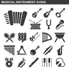 musical instrument icons set