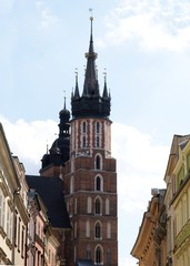 Fototapeta na wymiar towers of old gothic Mary's Church in Krakow