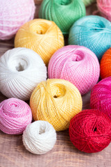 Balls of colored yarn