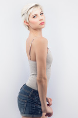 Fototapeta premium Fit blonde woman in studio