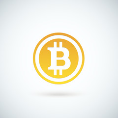 Vector gold bitcoin isolated on white background