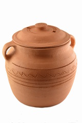 Clay pot on white background.
