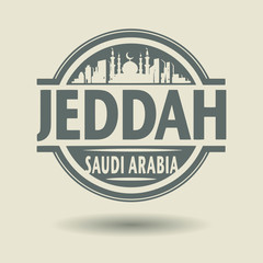 Stamp or label with text Jeddah, Saudi Arabia inside
