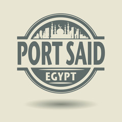 Stamp or label with text Port Said, Egypt inside