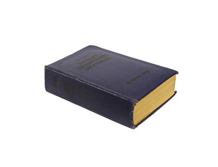 Old book English-Russian dictionary isolated