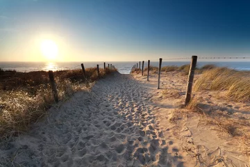 Door stickers North sea, Netherlands path on sand to North sea beach
