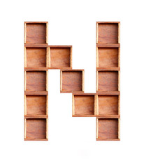 wooden box made of consonant  isolated on white background