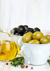 green and black olives