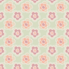 Seamless floral pattern on green