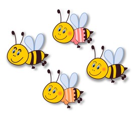 Smiling bee stickers-isolated on white