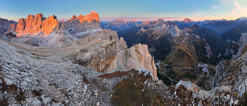 Panoramic view of Dolomiti Mountains - Group Tofana - Italy