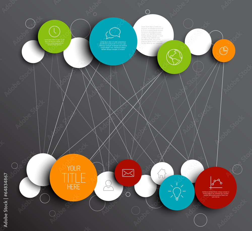 Poster dark vector abstract circles infographic network template