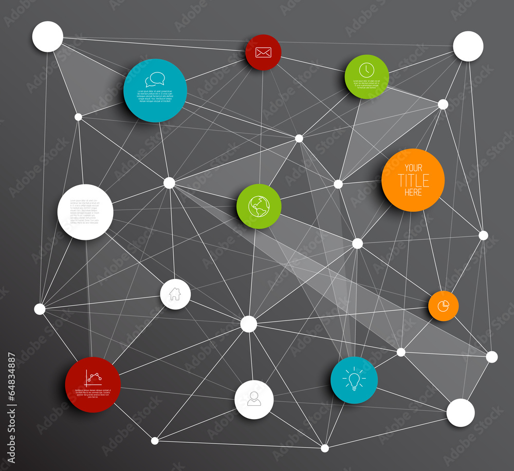 Poster dark vector abstract circles infographic network template