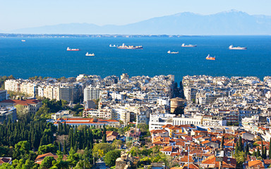 Thessaloniki from the rampart of Heptapyrgion fortress, Greece