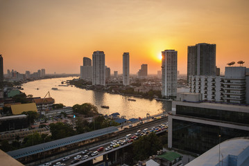 Naklejka na ściany i meble Sunset in Bangkok