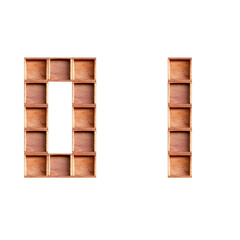 wooden box made of numbers  isolated on white background