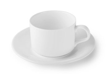 White coffee cup and saucer