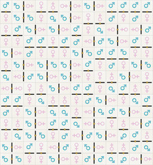 illustration texture dominoes with male and female symbols