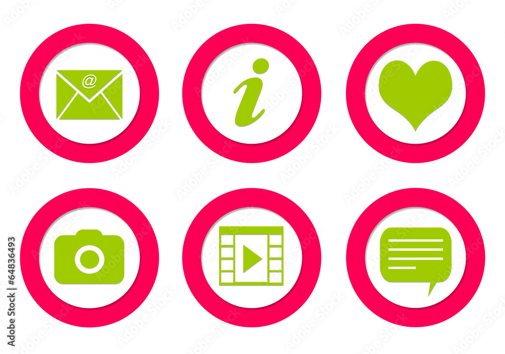 Aufkleber set of colorful rounded icons with different symbols
