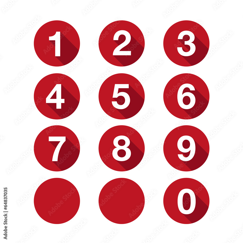Poster numbers set red. vector flat design
