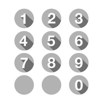 Numbers set grey. Vector flat design