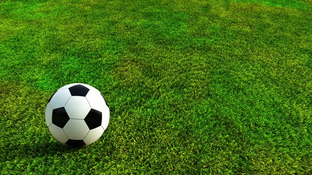 Soccer ball rolling on green grass HD