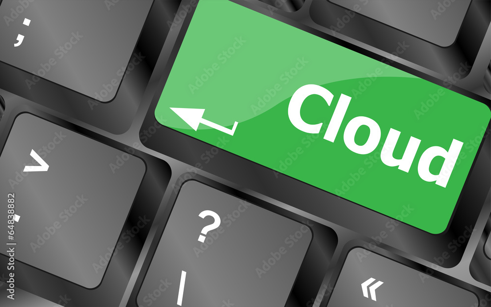 Poster keyboard key with cloud computing button