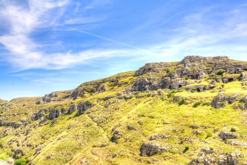 Rupestrian church. Sassi of Matera. Basilicata under blue sky