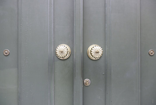 Wooden Door With Metal Knockers