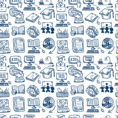 Online education icon seamless background