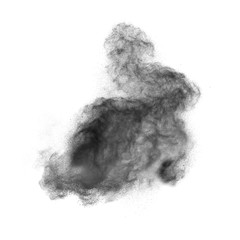 Black powder explosion isolated on white