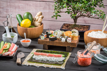 Obraz na płótnie Canvas Fresh ingredients for sushi