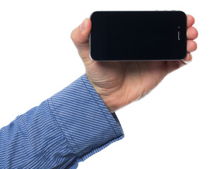 Holding smartphone
