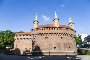 Fototapeta na wymiar Cracow barbican - medieval fortifcation at city walls, Poland