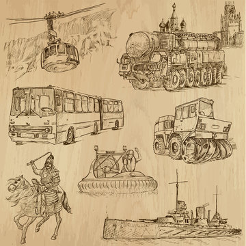 Transport around the World (vector pack no.8) - hand drawn
