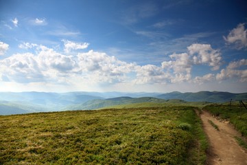 Nature. Road in the mountains. Summer landscape.