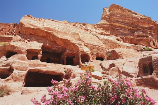 View of the tombs in Petra, Jordan