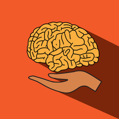hand hold brain vector icon