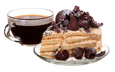 cake isolated on white background. Cake With Chocolate, Fruit