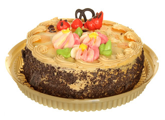 cake isolated on white background. Cake With Chocolate, Fruit