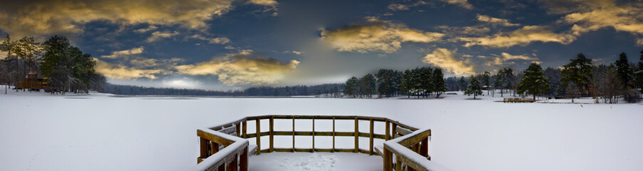 Frozen Lake at Dusk