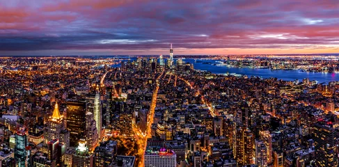 Foto auf Leinwand Aerial New York panorama at dusk © mandritoiu