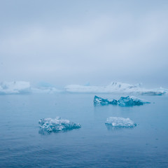 Beatiful vibrant picture of icelandic glacier and glacier lagoon